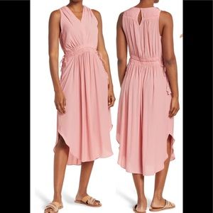 T TAHARI V-Neck Sleeveless Drawstring Waist Midi Dress